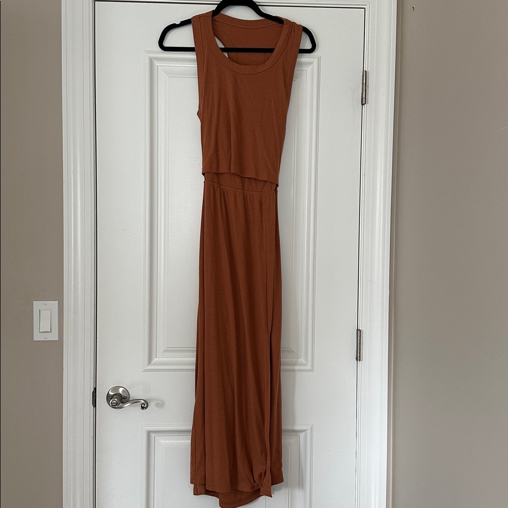 Sleeveless Brown Maxi Dress